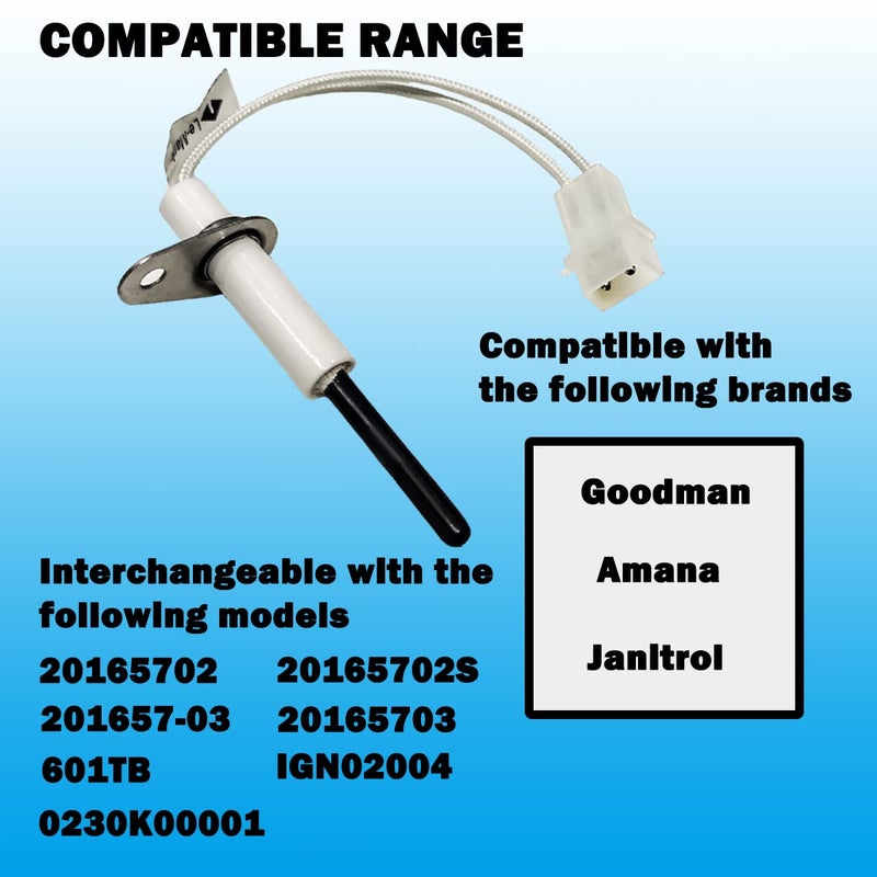 201657-03S جهاز إشعال السطح الساخن للفرن. متوافق مع Goodman، Amana، Janitrol.20165703S استبدل 201657-03,601TB، 20165702، 20165702S،0230K00001، IGN02004.10 ضمان لمدة عام. - Image 2
